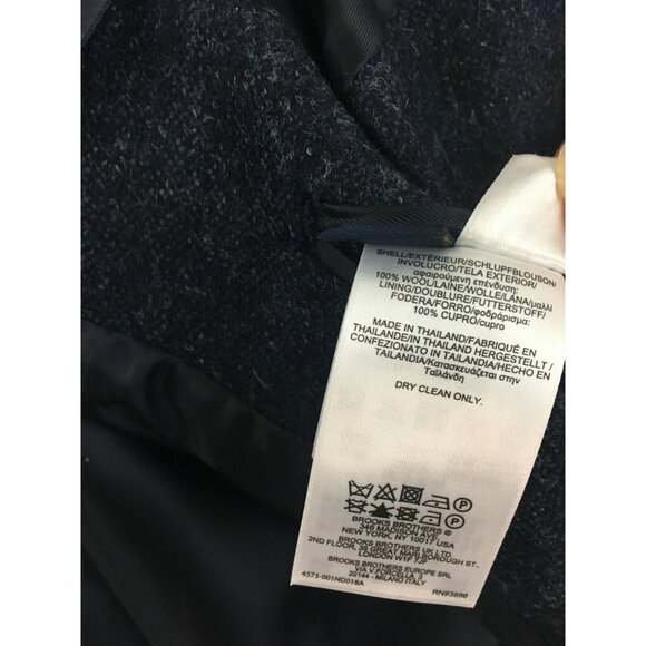 Brooks Brothers Tweed Shetland Cheviot UK Milano Navy Wool 2 Btn Blazer 46R - Picture 15 of 16